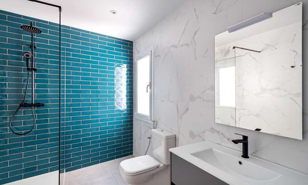 Dark Blue Shower Tile